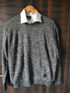 Old Money Men's Gray Knit Sweater Korean Japan