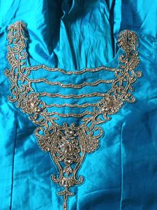 Elegant Teal Embroidered Gown