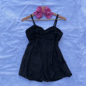 Y2K Babydoll Black Cami Top