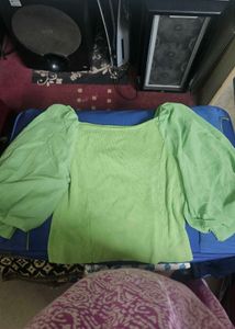 Lime Green Puff Sleeve Top
