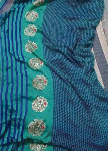 Golden💙Blue 💙Brasso Saree