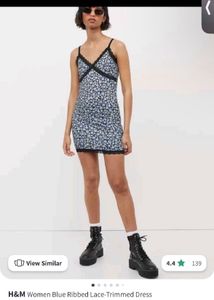 Floral Print Mini Dress with Lace Trim