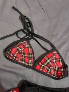 Plaid Bikini &amp; Skirt Set