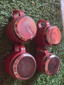 Set of 4 Blue Stainless Steel small Mugs!
