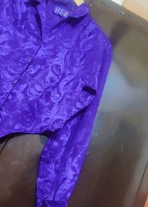 Purple Shining Party Wear Crop Top For 36 Bust