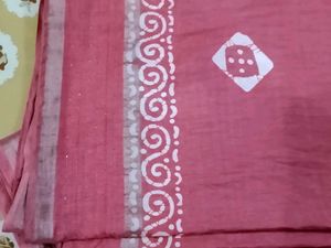 Beautiful rose Saree with White Print