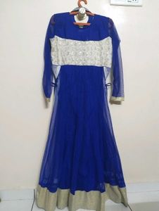 Elegant Blue &amp; White Kurta Set Anarakali drees