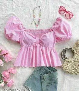 Chic Pink Striped Peplum Top