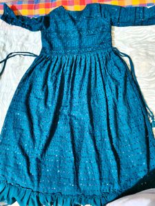 Teal Sequined Anarkali Gown