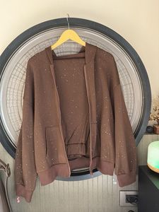 Sparkle Brown Zip-Up Hoodie