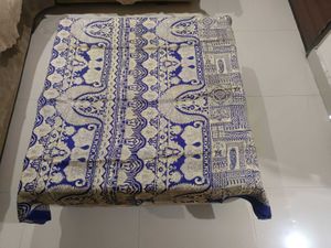 Elegant Blue &amp; Gold Brocade Pure Silk Saree