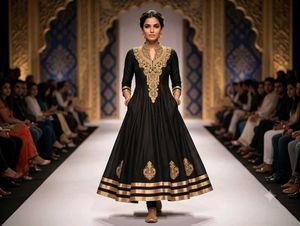 Elegant Black & Gold Anarkali Kurta