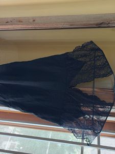 Black Lace Trim Bodysuit Top