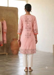 Stylish Pink Kurta with White Pants