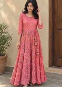 Pink Printed Anarkali Kurta