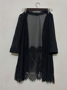 Elegant Black Lace Kimono Cardigan