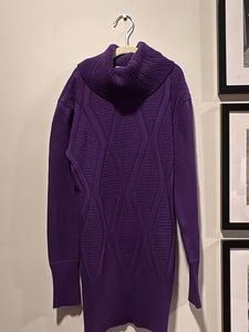 Purple Turtleneck Knit Sweater Dress