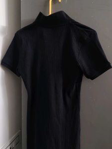 Ribbed Black Mini Dress
