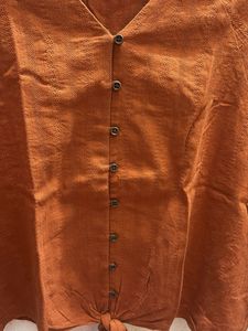 Rust Button-Up Tie-Short Top