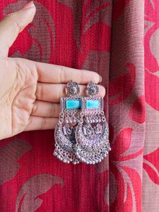 Boho Silver Jhumka Earrings
