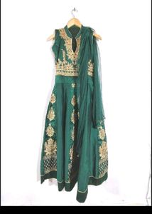 Elegant Green Embroidered ethnic gown