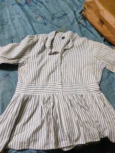 Striped Peplum Blouse Top