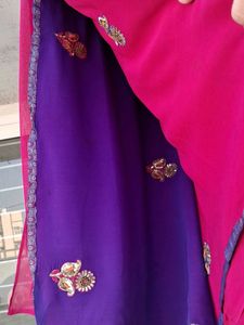 Vibrant Pink Embroidered Saree