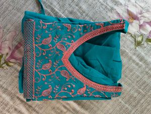 Teal Embroidered Kurta Set