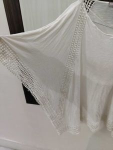 Boho White Crochet Trim Tunic