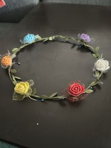 Floral TIARA + Press On Nail + headphones