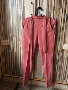 Stylish Coral Belted Pants