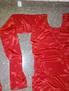 Vibrant Red Silk shalwar kurti Pants