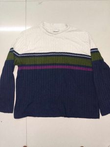 Striped Ribbed Knit Sweater