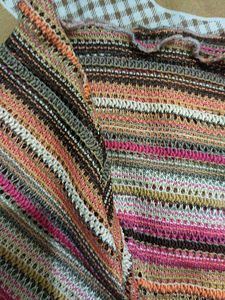 Crocheted Striped Long Sleeve Top