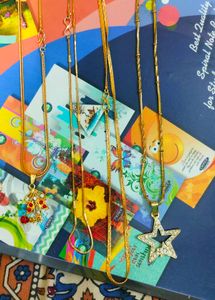 Stylish Gold-Plated Chain Necklaces - Set of 8