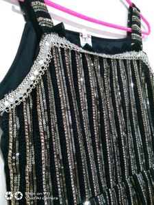Sparkling Black Sequined shrara suit set for girls