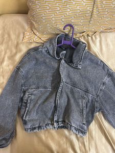 Washed Denim Cropped Jacket