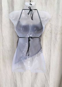 68.. Grey Embellished Halter Top