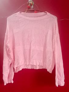 Pink Knit Cropped Sweater