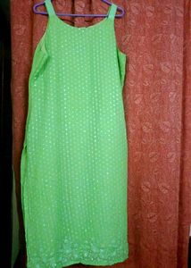 Sparkling Lime Green Kurta  sleeve attach