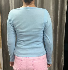 Baby Blue Ribbed Cardigan Set