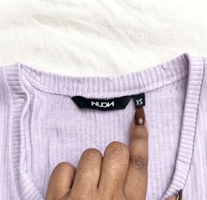 Lilac Ribbed Henley Mini Dress