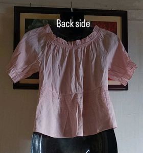 Pink Smocked Peasant Blouse