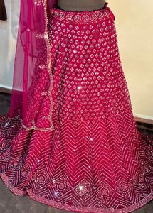 💖 Pink &amp; Burgundy Full Mirror Work Lehenga – For
