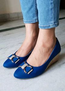 Royal Blue Wedge Heels with Embellishments