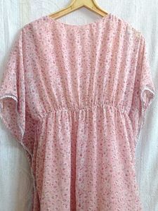 Vintage Pink Floral Kaftan Dress