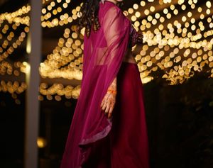Maroon Velvet Lehenga Choli with Cape