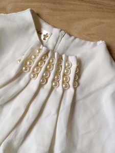 Elegant White Pearl Embellished Blouse