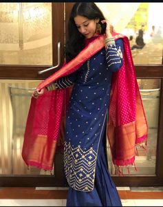 Elegant Blue &amp; Pink Kurta Set