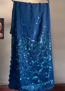 Sequin Embellished Navy Blue Saree